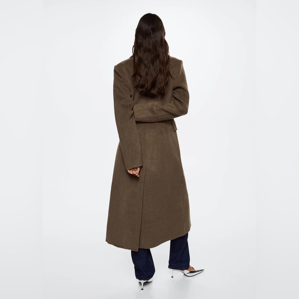 Mango MNG | Fitted Handmade Wool Long Coat Jacket - Picture 5 of 12